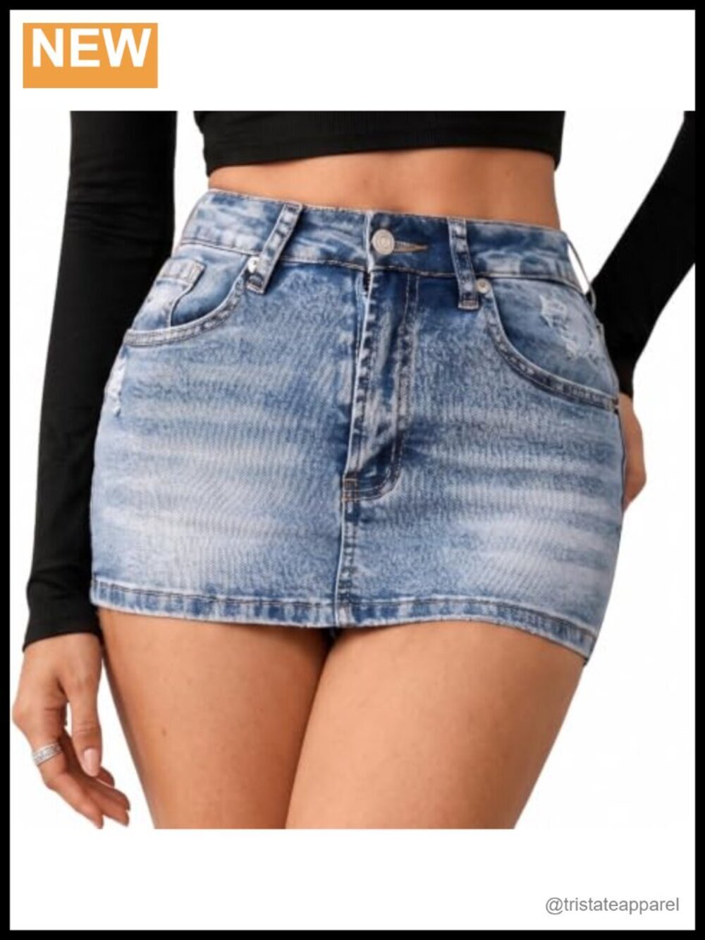 Low Rise Denim Skorts Casual Distressed Ripped Jean Mini Skirt with Shorts